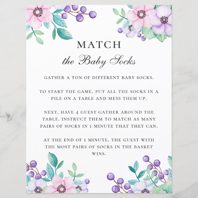 Papier Correspond aux chaussettes bébé. jeu de baby showe (Devant)