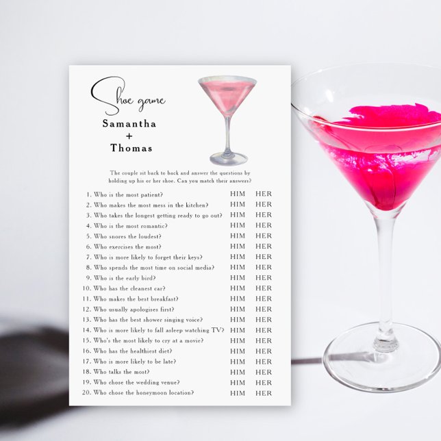 Papier Cosmopolitan cocktail Bridal shower Shoe game (Créateur téléchargé)