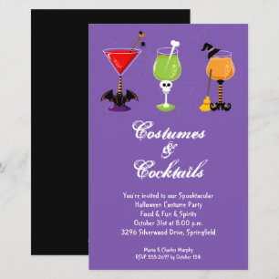 Papier Costumes et cocktails Budget Halloween Invitation