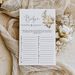 Papier Cottagecore boho nom race jeu de baby shower