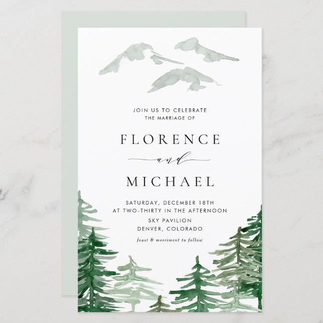 Papier Couleur d'eau romantique Mariage de bois (Devant / Derrière)