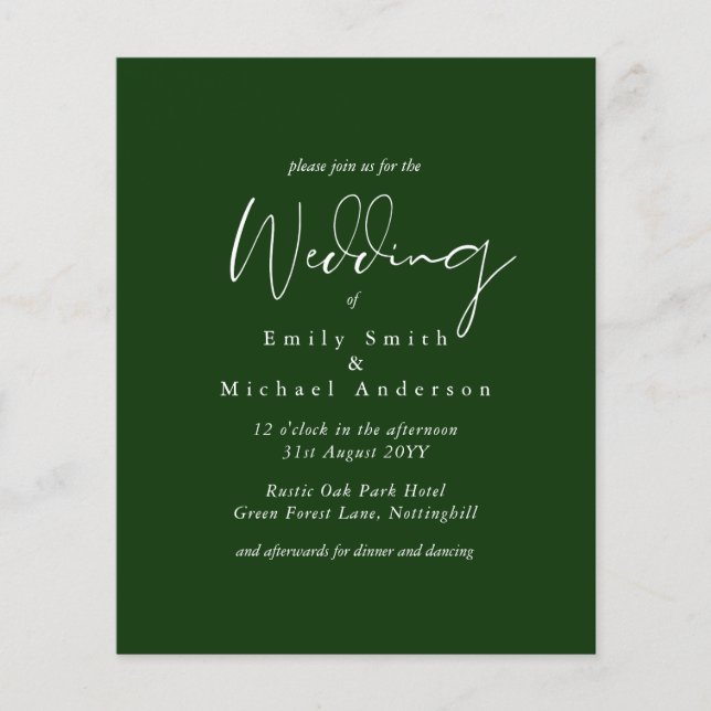 Papier Couleurs de mariage de budget Vert Sauge Olive Inv (Devant)