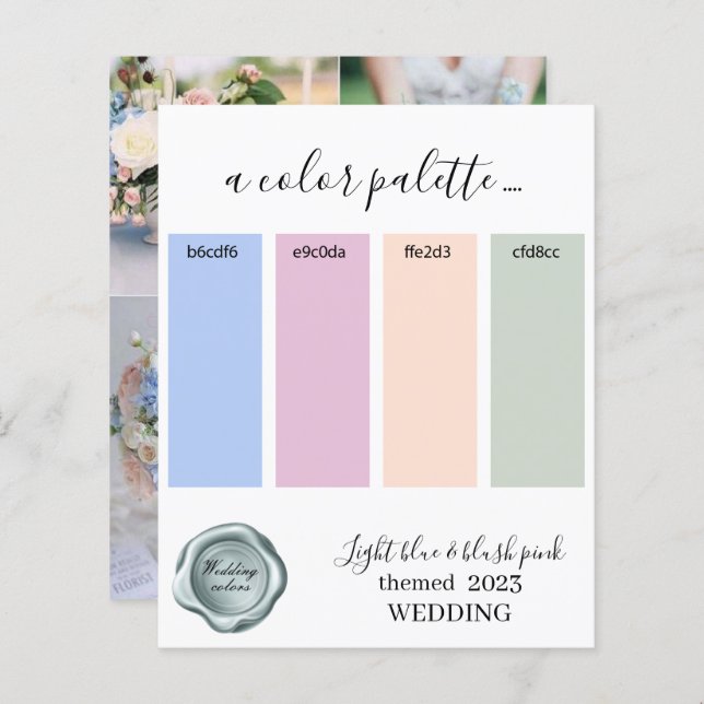 Papier Couleurs Mariages bleu clair et rose vif Palette C (Devant / Derrière)