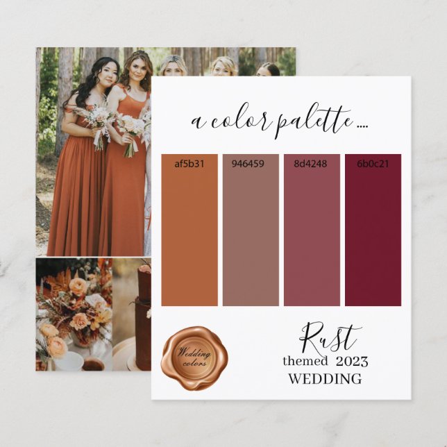 Papier Couleurs rouille Mariage Palette Card 2023 (Devant / Derrière)