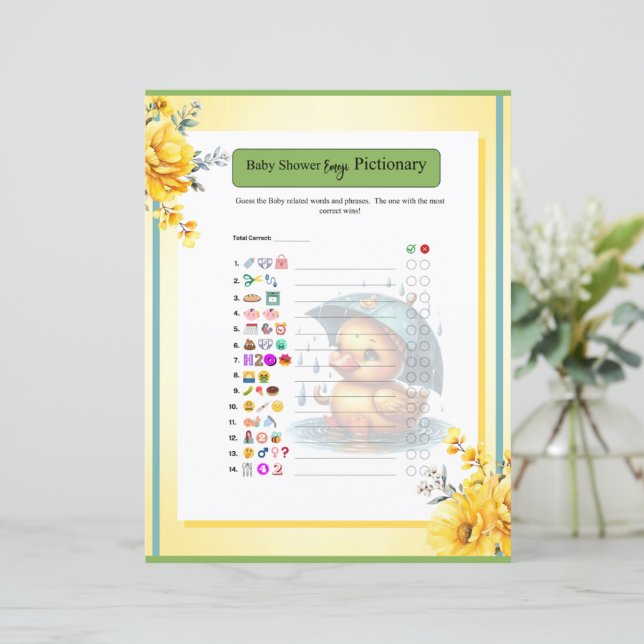 Papier Coupe de canard en caoutchouc Baby shower Emoji Je (Debout devant)