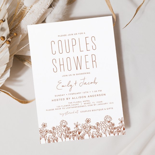Papier Couples douche Boho Fleur sauvage Élégant Invitati (Créateur téléchargé)