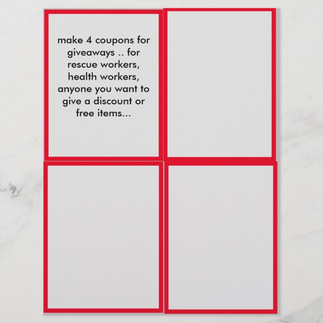 Papier coupons promotionnels à faire pour votre entrepris (Devant)