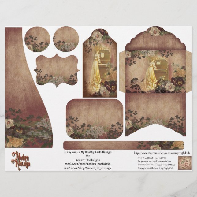 Papier Coupure du Journal de la Femme vintage et Rose (Devant)