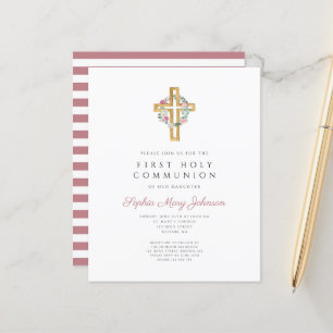 Papier Couronne de fleurs rose budget croix de première c