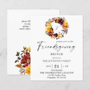 Papier Couronne de Friendsgiving florale orange et jaune