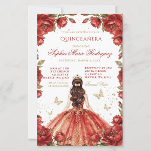 Papier Couronne florale de princesse rouge or bon marché