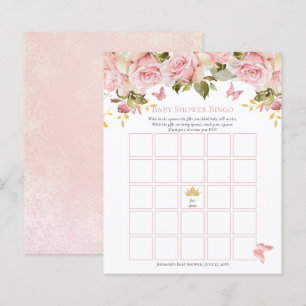 Papier Couronne Papillons Floral Baby shower Bingo Card