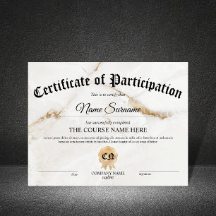 Papier Cours d'attribution de certificat de participation