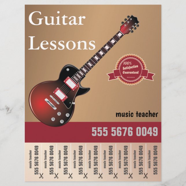 Papier Cours de guitare Musique Enseignant Petite Entrepr (Devant)