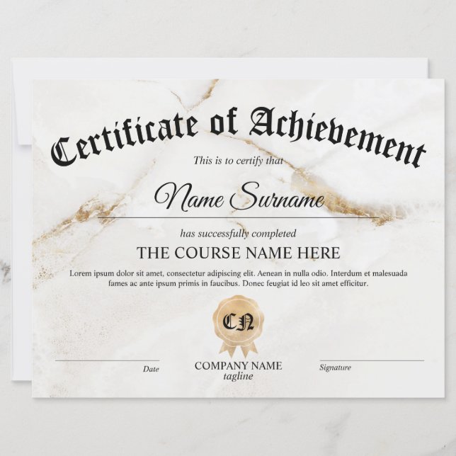 Papier Cours de remise de certificat d'excellence (Devant)