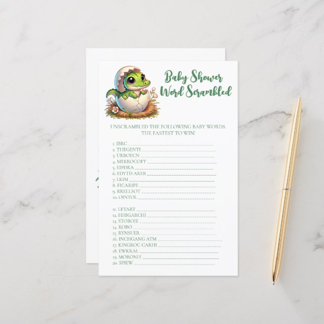 Papier Coute Kawaii Alligator Hatching Word Scramble Jeu (Devant/Arrière en situation)