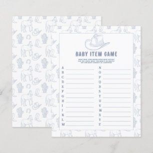Papier Cowboy - Baby Item Game. Jeu baby shower