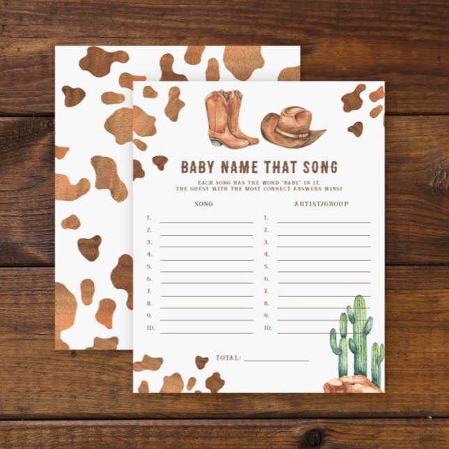 Papier Cowboy Baby shower - Baby name cette chanson (Créateur téléchargé)