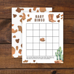 Papier Cowboy Baby shower Bingo jeu