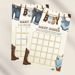 Papier Cowboy baby shower jeu de bingo
