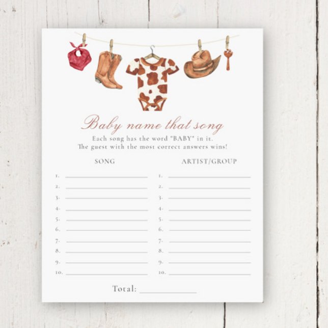 Papier Cowboy baby shower - Name that song game (Créateur téléchargé)