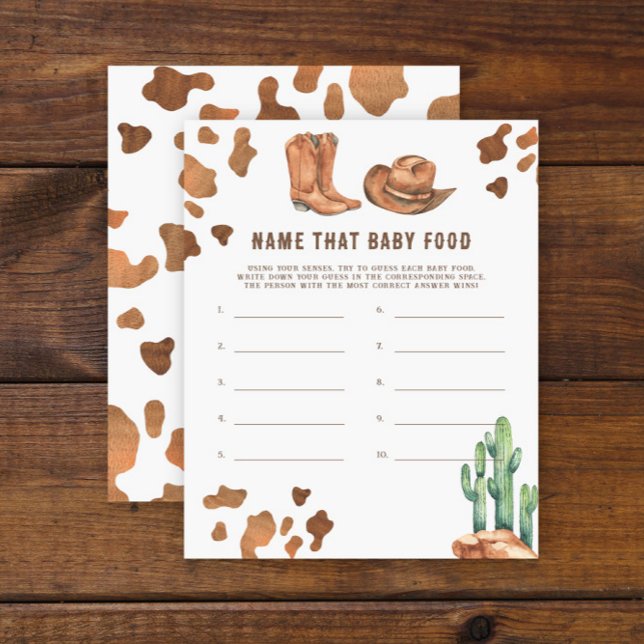 Papier Cowboy Baby shower - Nom de l'aliment pour bébé (Créateur téléchargé)