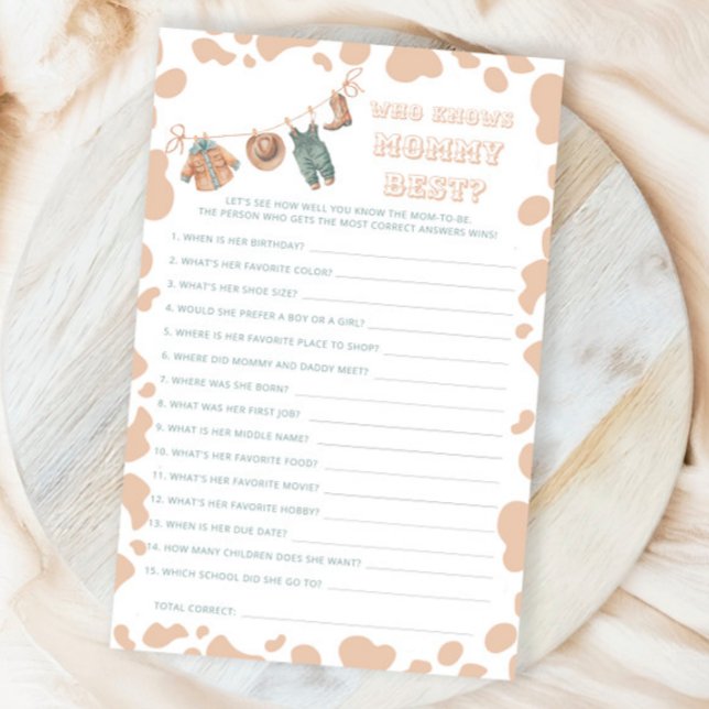 Papier Cowboy Baby shower Occidental Qui Connaît Mommy Me (Créateur téléchargé)