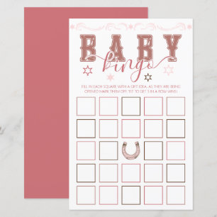 Papier Cowgirl Baby shower Jeu de Bingo - Saddup Style