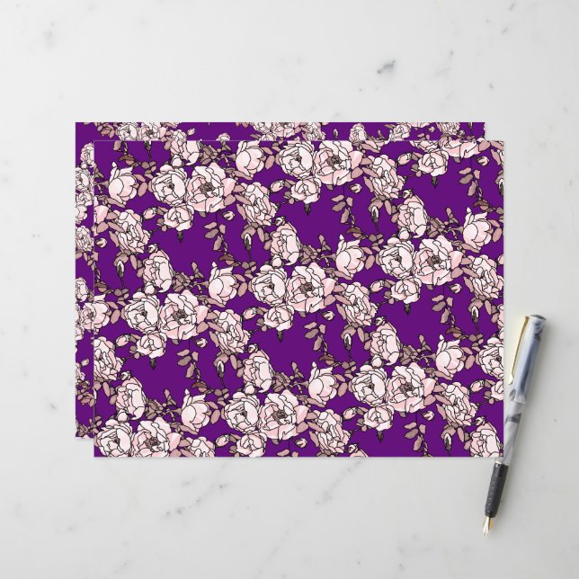 Papier Craft Rose Branche Rose Violet (Devant/Arrière en situation)