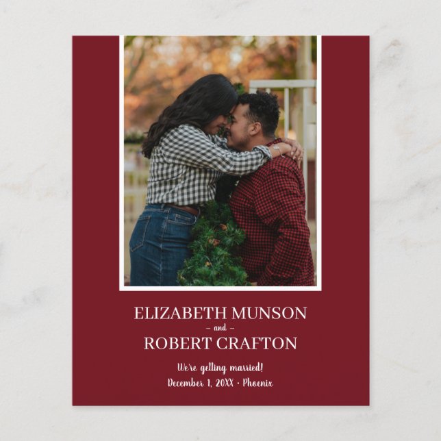 Papier Cranberry Photo Wedding Enregistrer La Date (Devant)