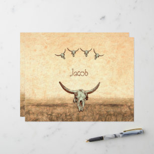 Papier Crâne de vache Pays Brown Style occidental rustiqu
