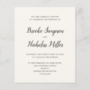 Papier Cream FAIBLE COÛT Simple manuscrite minima Mariage