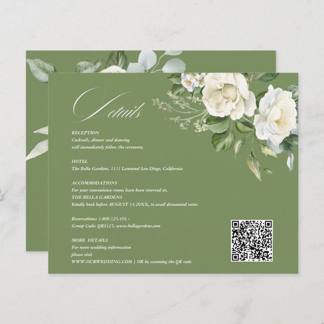Papier Creamy Floral Eucalyptus QR code Details Wedding (Devant / Derrière)
