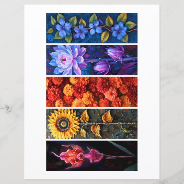 Papier Créez vos propres 5 Signets floraux uniques (Devant)