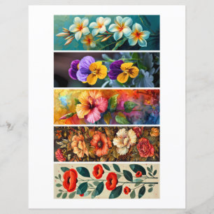 Papier Créez vos propres signets de 5 fleurs exotiques