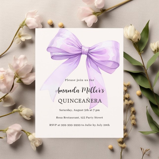Papier Crème arc lavande Quinceanera invitation (Créateur téléchargé)