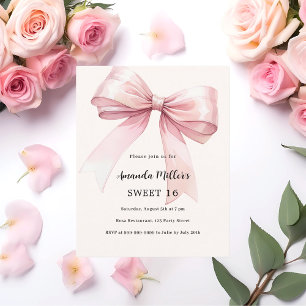 Papier Crème arc rose élégant SWEET 16 invitation