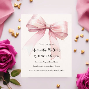Papier Crème arc rose élégante Quinceanera invitation