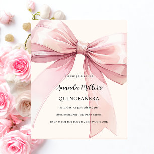 Papier Crème arc rose Quinceanera Invitation