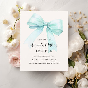 Papier Crème arc verte turquoise Sweet 16 invitation