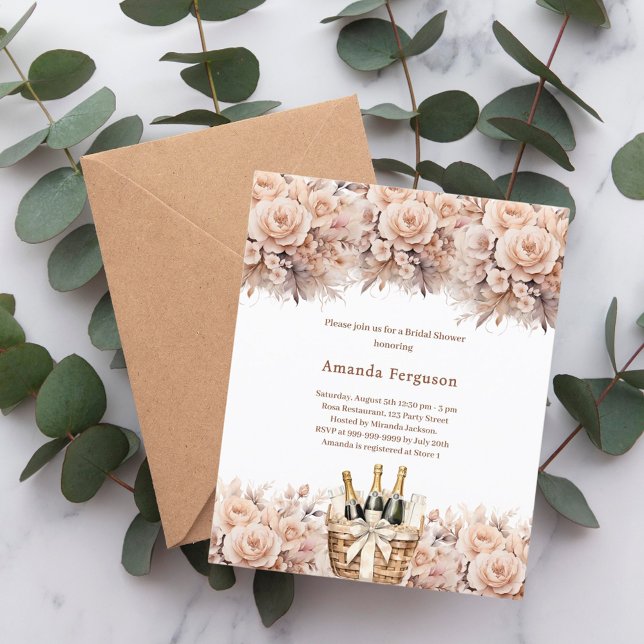 Papier Crème beige rose bulle  de douche nuptiale invitat (Créateur téléchargé)