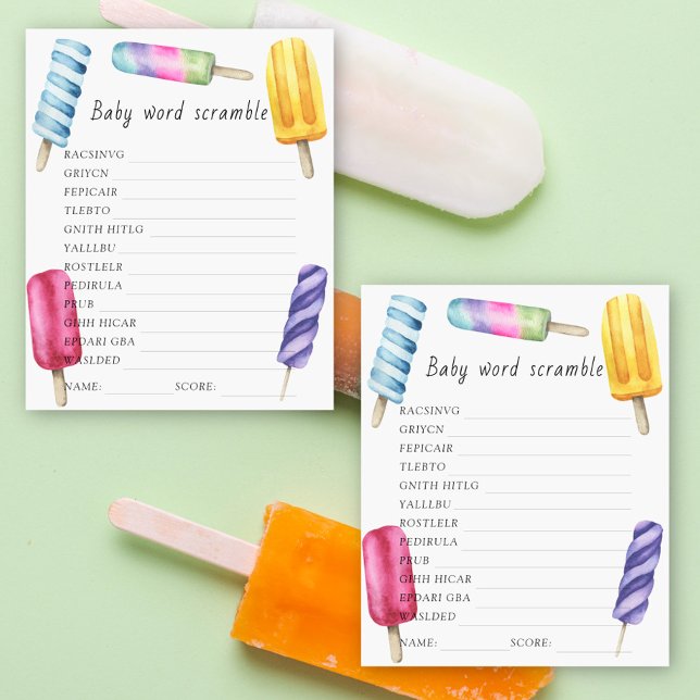 Papier Crème glacée baby shower Word jeu de brouillage (Créateur téléchargé)