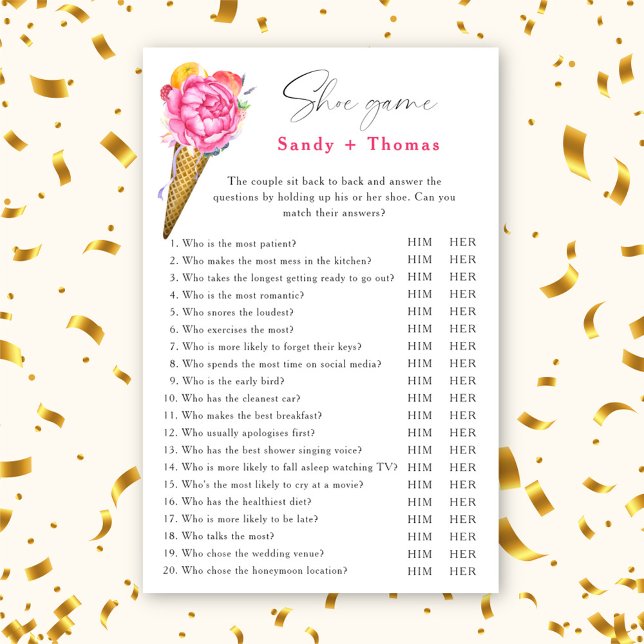 Papier Crème glacée - Chaussure jeu de douche nuptiale (Créateur téléchargé)