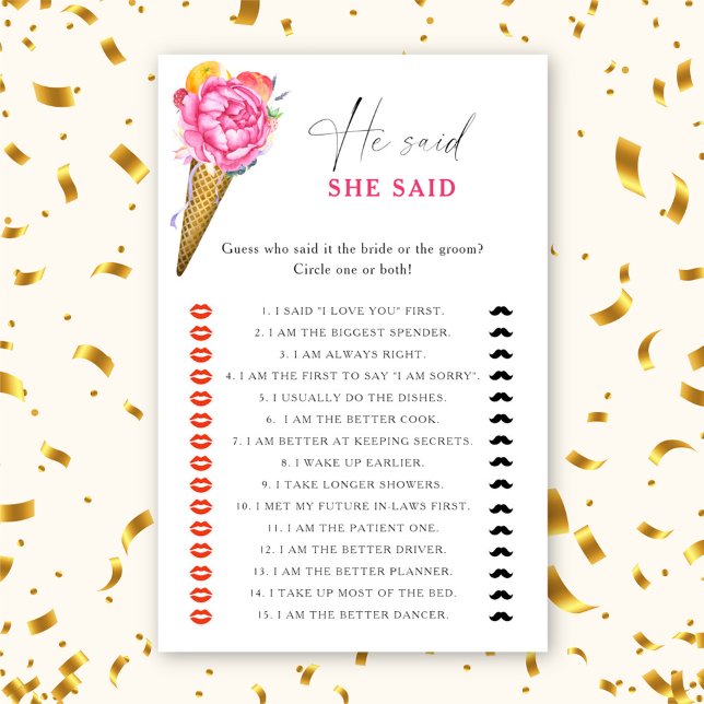 Papier Crème glacée - Il a dit qu'elle a dit jeu de douch (Créateur téléchargé)