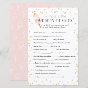 Papier Crème glacée rose Baby shower Nursery Rhymes