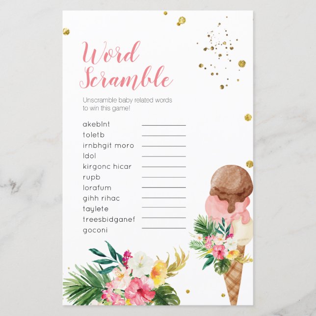 Papier Crème glacée tropicale Mot Fête des mariées (Devant)