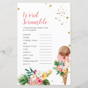 Papier Crème glacée tropicale Mot Fête des mariées