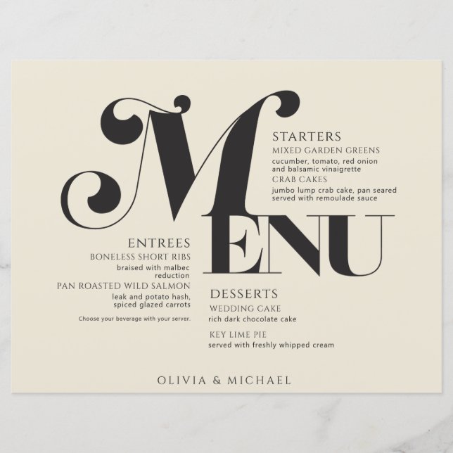 Papier Crème noire de mariage vintage (Devant)