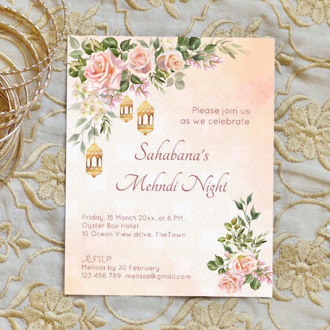 Papier crème pastel budget rose lanternes marocaines mehn (Créateur téléchargé)