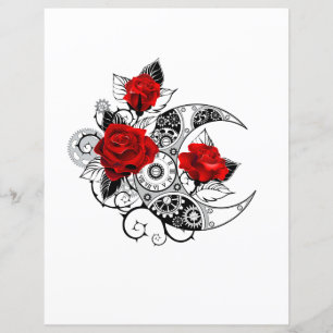 Papier Croissant mécanique avec roses rouges